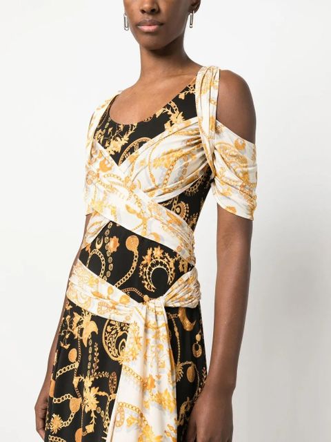 Marine Serre Nuisette draped midi dress - Neutrals