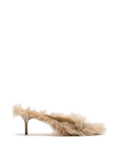 Acne Studios shearling-trimmed kitten-heel sandals - Neutrals - zdjęcie produktu nr 1