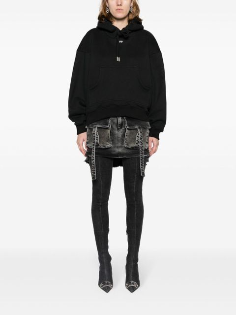 Off-White logo-embroidered cotton hoodie - Black - zdjęcie produktu nr 2