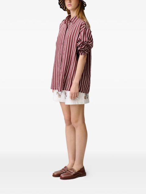Claudie Pierlot striped ruffled shirt - Red