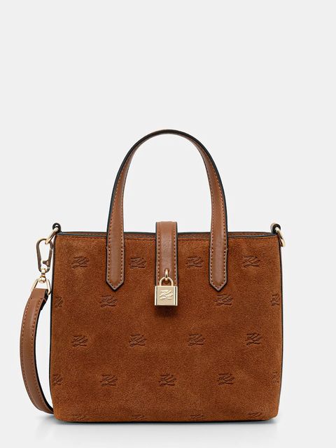 Karl Lagerfeld torebka zamszowa K/AUTOGRAPH kolor brązowy B1W30104 - zdjęcie produktu nr 1