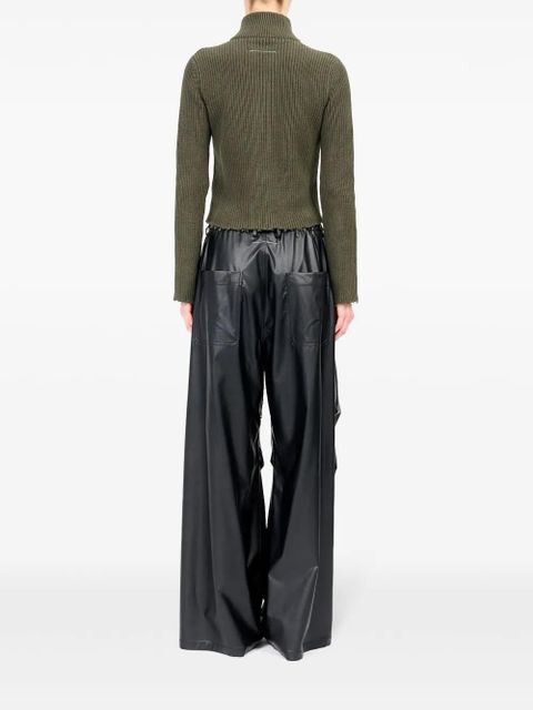 MM6 Maison Margiela wide-leg crinkled trousers - Black