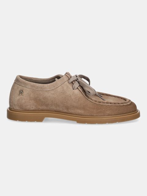 Tommy Hilfiger mokasyny zamszowe LIGHTWEIGHT SUEDE APRON TOE damskie kolor beżowy na płaskim obcasie FW0FW09262 - zdjęcie produktu nr 2