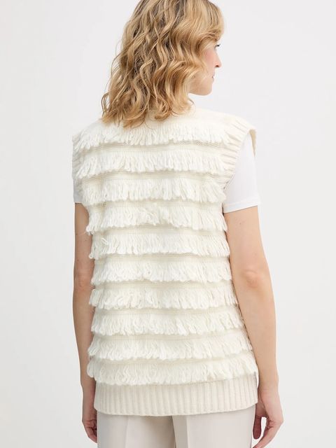 Sisley kamizelka z dodatkiem wełny damski kolor beżowy ciepły 18DLL602X