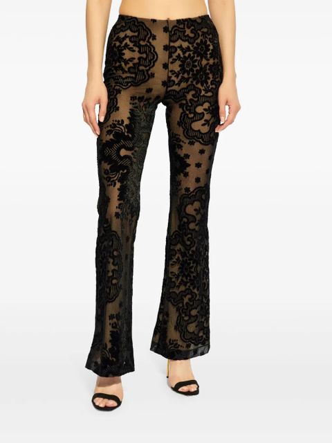 ETRO embroidered floral flare trousers - Black