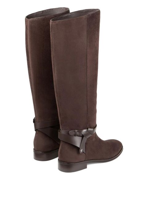 Jimmy Choo Lawton knotted leather strap boots - Brown