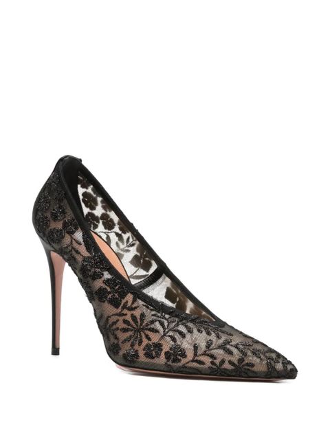 Aquazzura Mon Amour 105 tulle satin pumps - Black - zdjęcie produktu nr 2