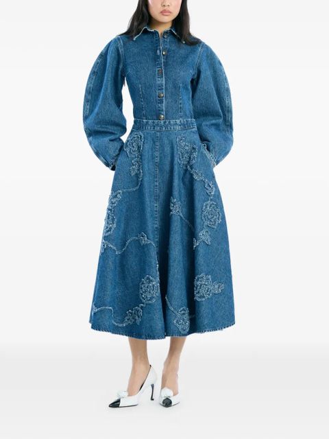 ROTATE BIRGER CHRISTENSEN puff-sleeves fitted denim shirt - Blue - zdjęcie produktu nr 2