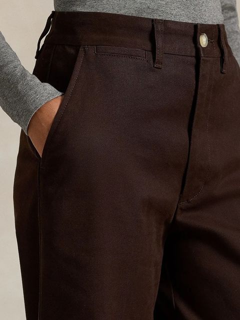 Polo Ralph Lauren spodnie damskie kolor brązowy szerokie high waist 211873988