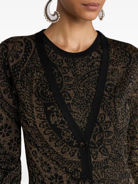 ETRO metallic paisley long cardigan - Black