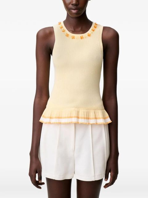 Claudie Pierlot floral-embellished peplum tank top - Yellow