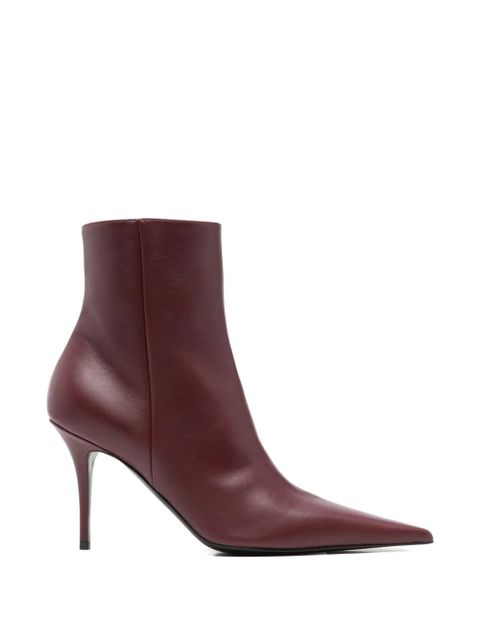 Amina Muaddi Barbara pointed leather boots - Purple - zdjęcie produktu nr 1