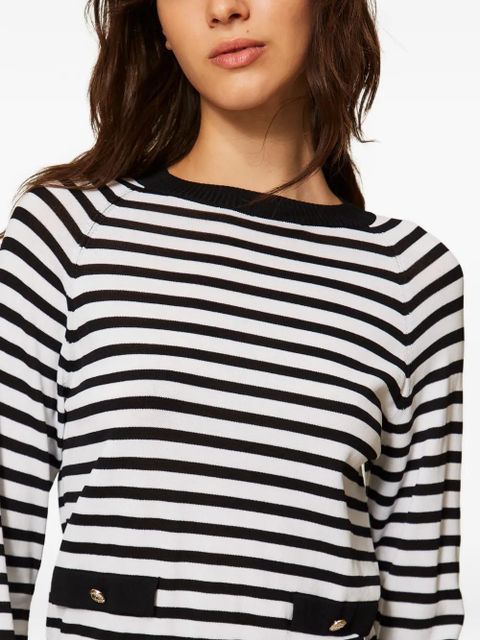 TWINSET striped crew-neck sweater - White