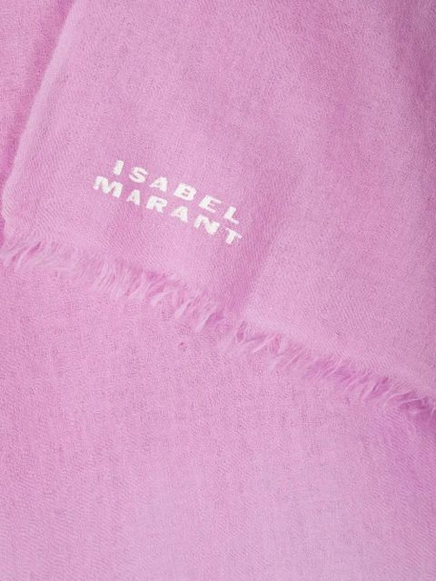 ISABEL MARANT logo-jacquard frayed-edge scarf - Pink