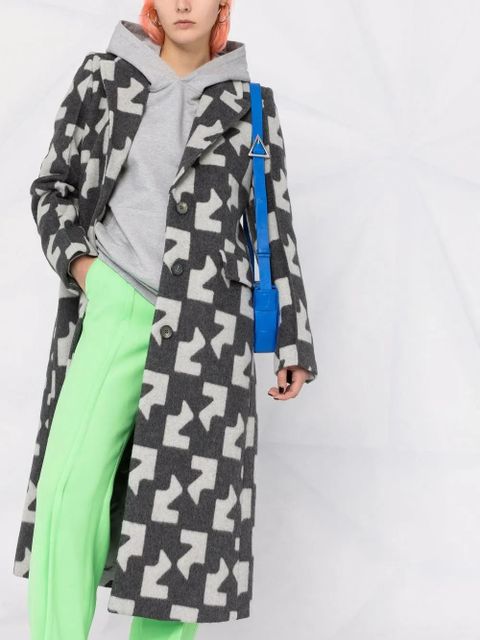 Off-White geometric pattern overcoat - Grey