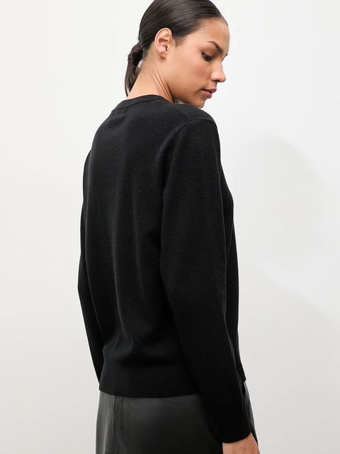 Answear.LAB sweter z wełny merino z apaszką damski kolor czarny lekki