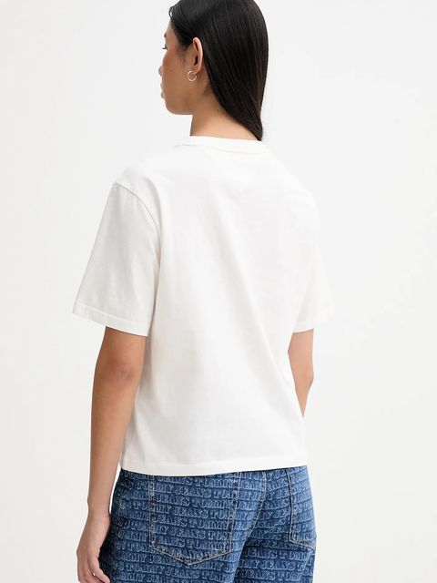 Tommy Jeans t-shirt bawełniany damski kolor beżowy DW0DW22202