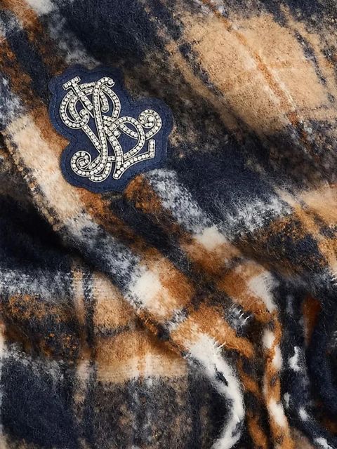 Lauren Ralph Lauren plaid appliqué-detail scarf - Brown - zdjęcie produktu nr 2