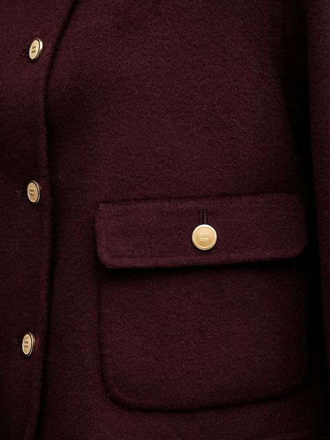 Tommy Hilfiger kurtka z wełną kolor bordowy WW0WW47446