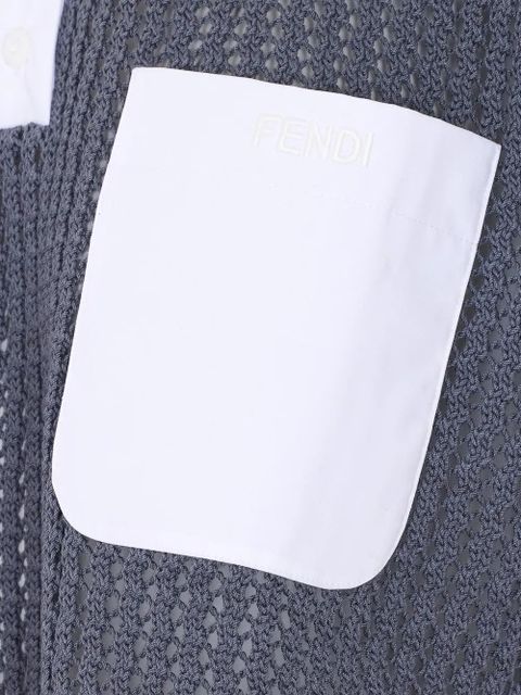 FENDI open-knit polo top - Grey