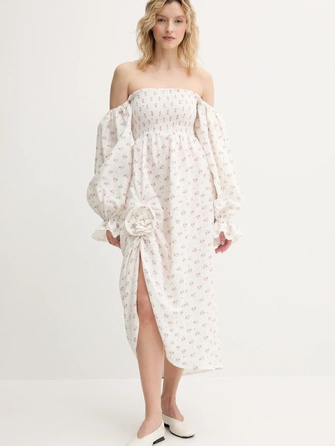 The Sleeper sukienka lniana kolor biały maxi rozkloszowana ATDR01F015R - zdjęcie produktu nr 1