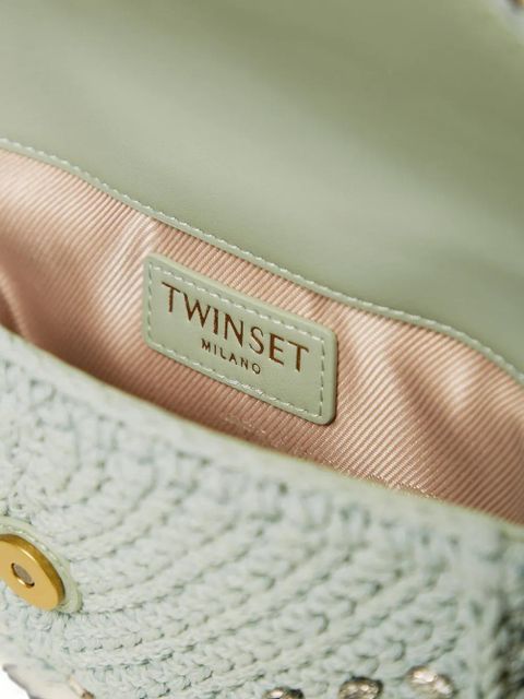TWINSET crystal-embellished crochet shoulder bag - Blue