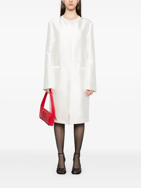TOTEME collarless silk coat - Neutrals