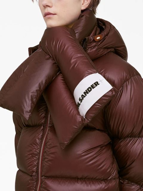 Jil Sander logo-patch padded scarf - Red