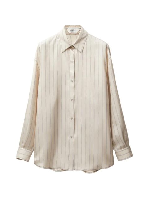 Versace striped silk twill shirt - Neutrals - zdjęcie produktu nr 1