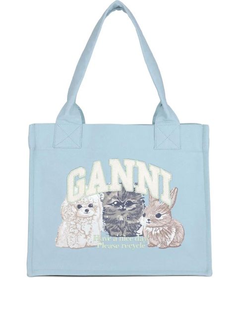 GANNI recylced-cotton tote bag - Blue - zdjęcie produktu nr 1