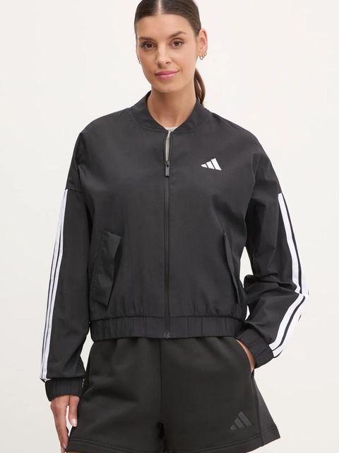 adidas kurtka bomber Essentials damski kolor czarny przejściowa oversize JD5317 - zdjęcie produktu nr 1