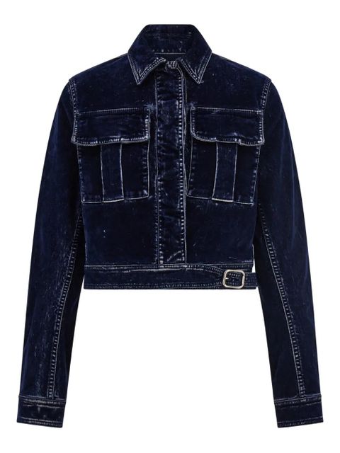 Ferragamo flap-pocket belted cropped jacket - Blue - zdjęcie produktu nr 1