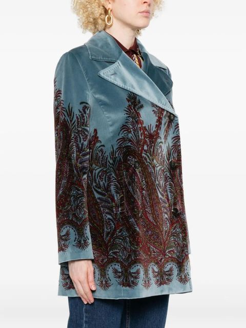 ETRO floral-print velvet jacket - Blue