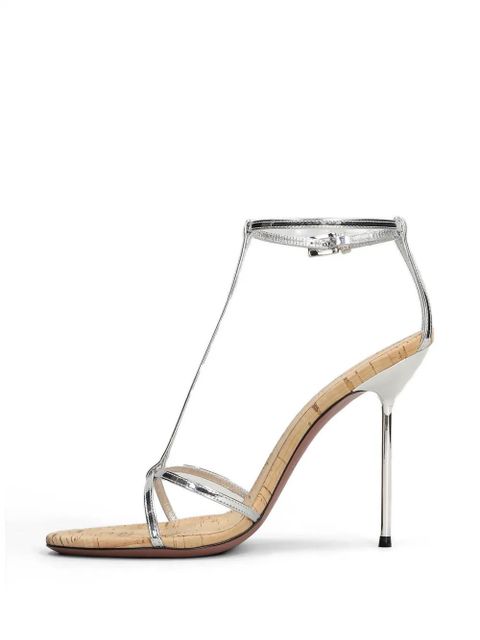 Paris Texas Lidia metallic-effect t-bar sandals - Silver