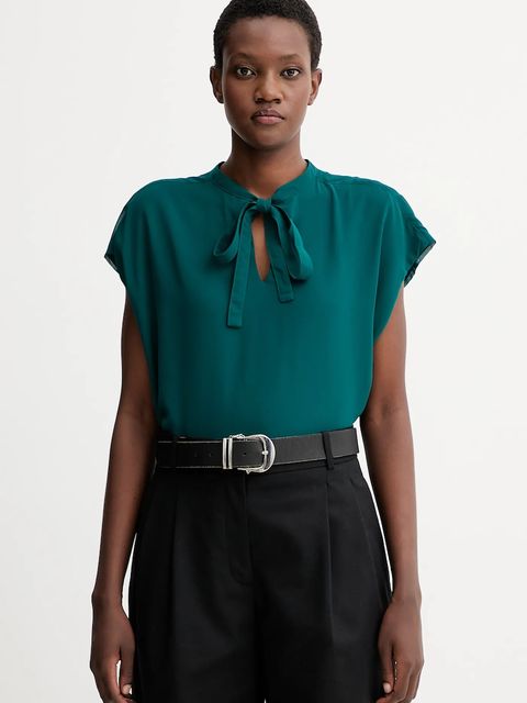 Calvin Klein bluzka damska kolor zielony gładka LV044D134G - zdjęcie produktu nr 1