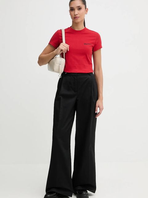 Karl Lagerfeld Jeans t-shirt bawełniany damski kolor czerwony A1W17004