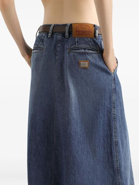 Dolce & Gabbana pleated slit maxi skirt - Blue