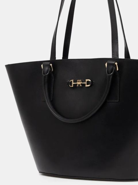 Tommy Hilfiger torebka skórzana kolor czarny AW0AW17209