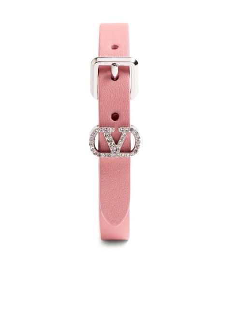 Valentino Garavani Ovalette Swarovski®-crystal leather bracelet - Pink
