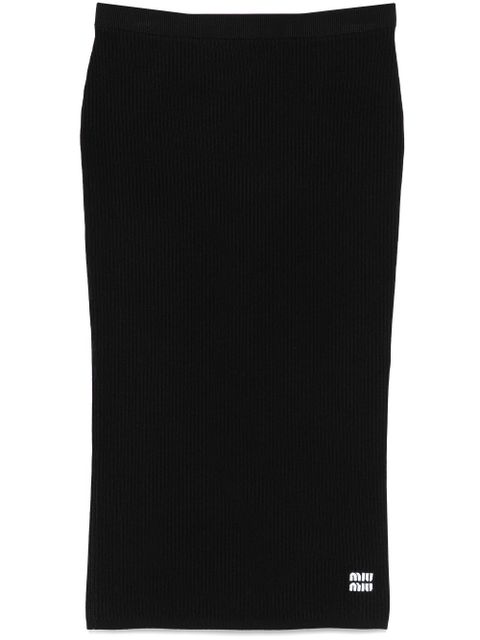 Miu Miu intarsia-logo midi skirt - Black - zdjęcie produktu nr 1