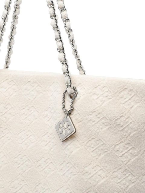 Tory Burch Ella chain-trimmed textured tote bag - White