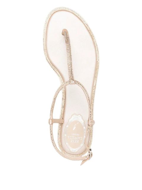 René Caovilla Diana rhinestone-embellished ankle-strap sandals - Neutrals