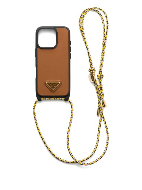 Prada leather iPhone 16 Pro Max case - Brown