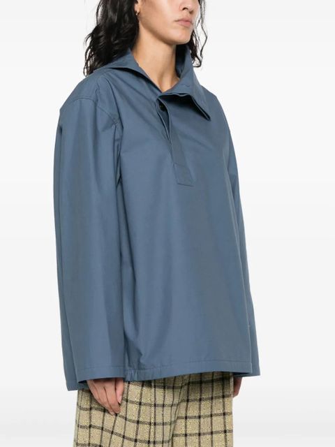 Jil Sander logo-embroidered cotton blouse - Blue