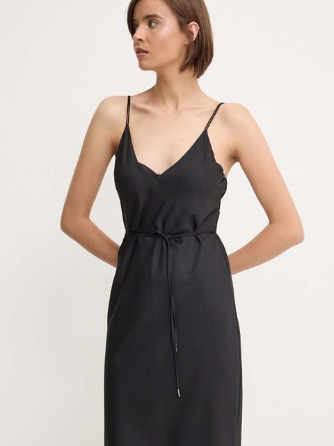 Calvin Klein sukienka kolor czarny midi prosta K20K207566