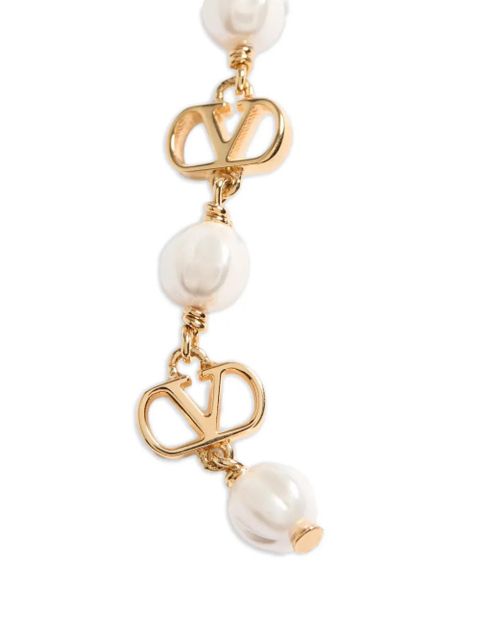 Valentino Garavani Vlogo Signature earrings in metal, glass beads, and Swarovski® crystals - Gold