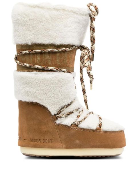 Moon Boot 40mm lace-up shearling boots - Neutrals - zdjęcie produktu nr 1