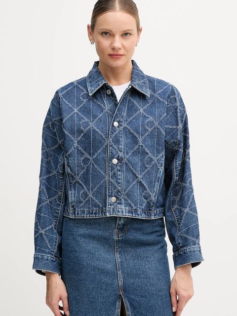 Calvin Klein Jeans kurtka jeansowa kolor niebieski przejściowa oversize LV047D749G