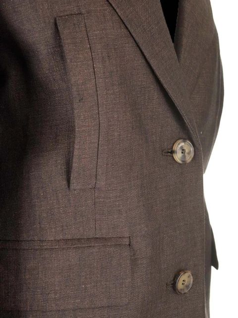 LOEWE linen single-breasted blazer - Brown