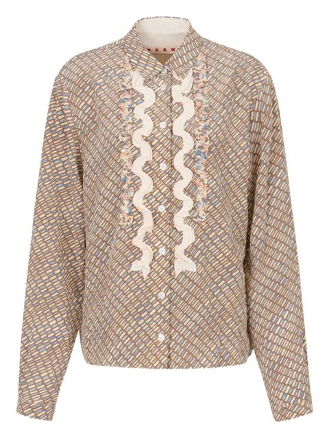 Marni ruffled printed shirt - Brown - zdjęcie produktu nr 1